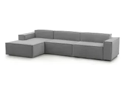 Sofá fixo Dgarzy, sofá modular de 4 lugares com península esquerda, 100% Fabricado na Itália, Sofá de tecido moderno, 340x170h70 cm, Cinza