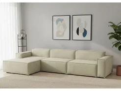 Sofá fixo Dgarzy, sofá modular de 4 lugares com península esquerda, 100% Fabricado na Itália, Sofá de tecido moderno, 340x170h70 cm, Bege