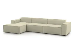 Sofá fixo Dgarzy, sofá modular de 4 lugares com península esquerda, 100% Fabricado na Itália, Sofá de tecido moderno, 340x170h70 cm, Bege