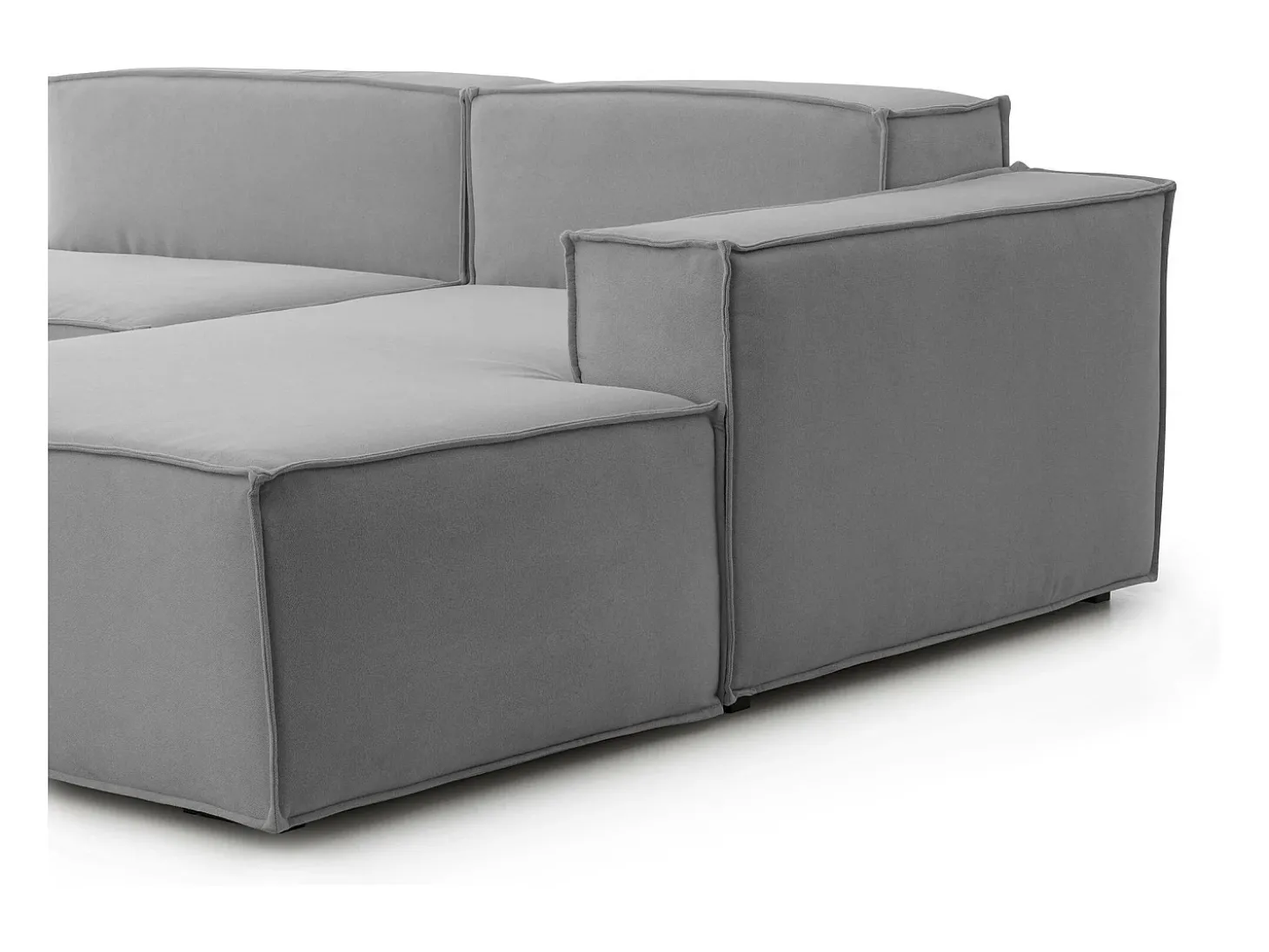 Sofá fixo Dgatta, Sofá modular grande de 2 lugares com península direita, 100% Fabricado na Itália, Sofá de tecido moderno, 240x170h70 cm, Cinza