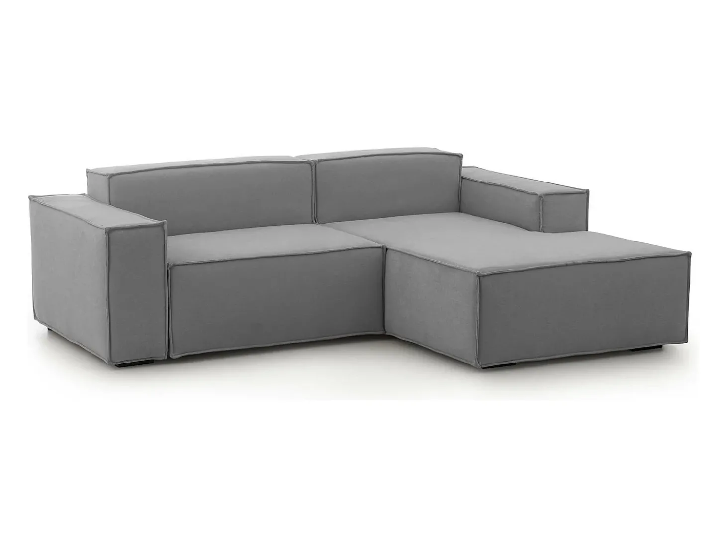 Sofá fixo Dgatta, Sofá modular grande de 2 lugares com península direita, 100% Fabricado na Itália, Sofá de tecido moderno, 240x170h70 cm, Cinza