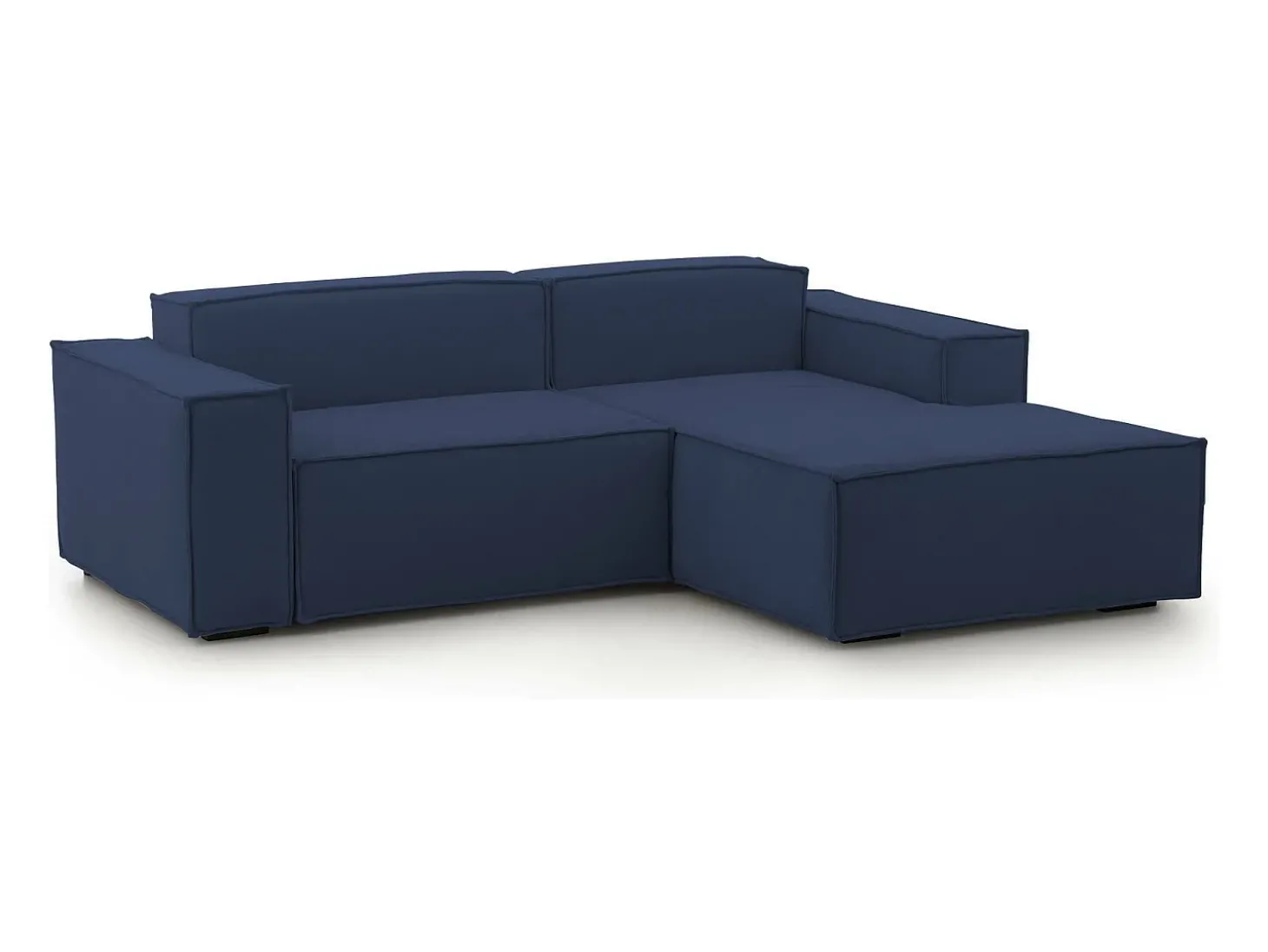 Sofá fixo Dgatta, Sofá modular grande de 2 lugares com península direita, 100% Fabricado na Itália, Sofá de tecido moderno, 240x170h70 cm, Azul