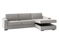 Sofá fixo Dgodea, Sofá de canto, 100% Fabricado na Itália, Sofá da sala com península direita, com braços finos, 260x95h90 cm, Cinza