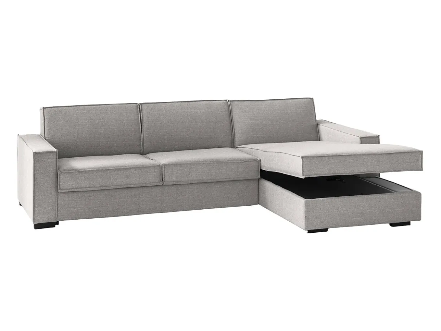 Sofá fixo Dgodea, Sofá de canto, 100% Fabricado na Itália, Sofá da sala com península direita, com braços finos, 260x95h90 cm, Cinza