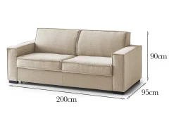 Sofá fixo Dgozz, Sofá grande de 2 lugares, 100% Fabricado na Itália, Sofá da sala em tecido, com braços padrão, 200x95h90 cm, Bege