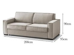 Sofá fixo Dgozz, Sofá grande de 2 lugares, 100% Fabricado na Itália, Sofá da sala em tecido, com braços padrão, Cm 200x95h90, Taupe