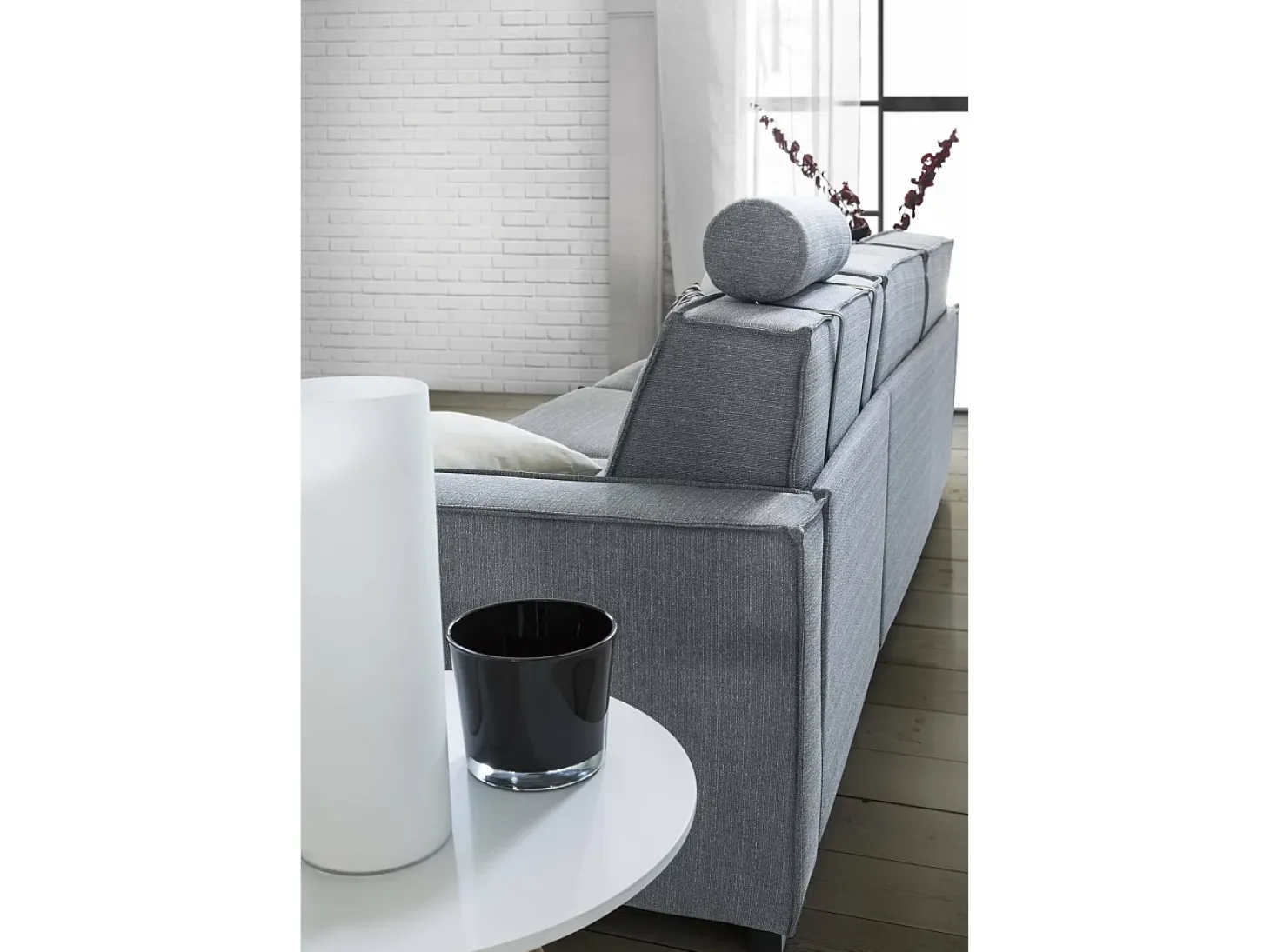 Sofá fixo Dgozz, Sofá grande de 2 lugares, 100% Fabricado na Itália, Sofá da sala em tecido, com braços padrão, 200x95h90 cm, Cinza