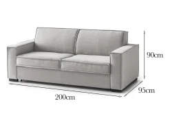 Sofá fixo Dgozz, Sofá grande de 2 lugares, 100% Fabricado na Itália, Sofá da sala em tecido, com braços padrão, 200x95h90 cm, Cinza