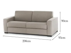Sofá fixo Dgrabb, sofá de 3 lugares, 100% Fabricado na Itália, Sofá da sala, em tecido acolchoado, com braços finos, Cm 200x95h90, Taupe