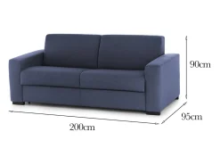 Sofá fixo Dgrabb, sofá de 3 lugares, 100% Fabricado na Itália, Sofá da sala, em tecido acolchoado, com braços finos, 200x95h90 cm, Azul