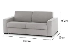 Sofá fixo Dgunte, Sofá grande de 2 lugares, 100% Fabricado na Itália, Sofá da sala, em tecido acolchoado, com braços finos, 180x95h90 cm, Cinza