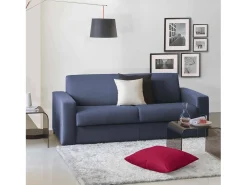 Sofá fixo Dgunte, Sofá grande de 2 lugares, 100% Fabricado na Itália, Sofá da sala, em tecido acolchoado, com braços finos, 180x95h90 cm, Azul