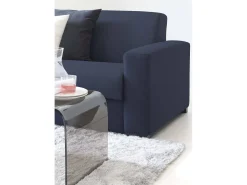 Sofá fixo Dgunte, Sofá grande de 2 lugares, 100% Fabricado na Itália, Sofá da sala, em tecido acolchoado, com braços finos, 180x95h90 cm, Azul