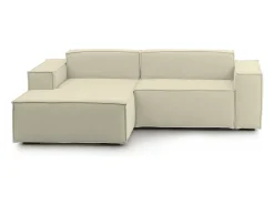 Sofá fixo Dkivil, sofá modular de 2 lugares com península esquerda, 100% Fabricado na Itália, Sofá de tecido moderno, 220x170h70 cm, Bege