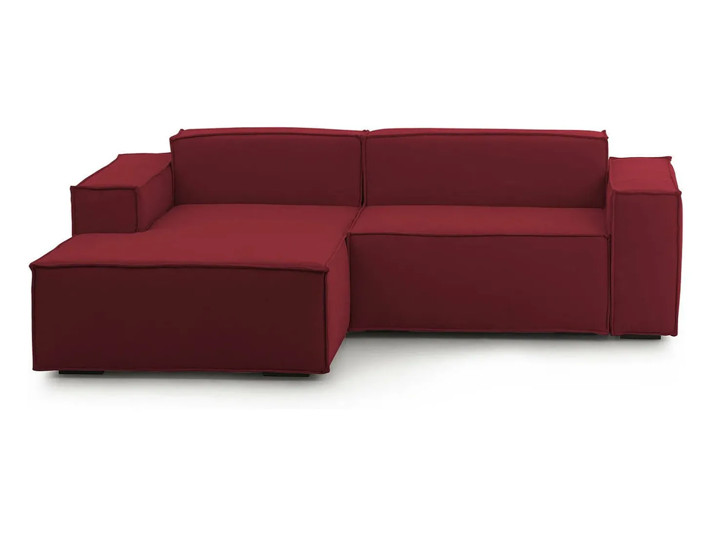 Sofá fixo Dkivil, sofá modular de 2 lugares com península esquerda, 100% Fabricado na Itália, Sofá de tecido moderno, 220x170h70 cm, Vermelho