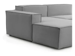 Sofá fixo Dkivil, sofá modular de 2 lugares com península esquerda, 100% Fabricado na Itália, Sofá de tecido moderno, 220x170h70 cm, Cinza