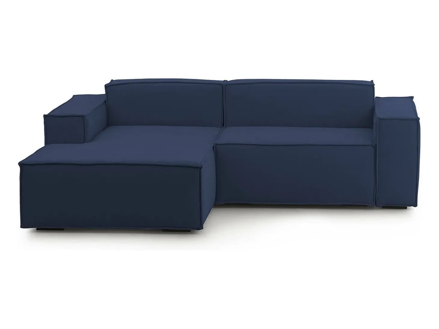 Sofá fixo Dkivil, sofá modular de 2 lugares com península esquerda, 100% Fabricado na Itália, Sofá de tecido moderno, 220x170h70 cm, Azul