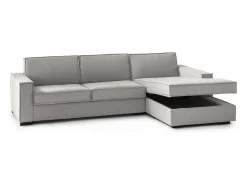 Sofá fixo Dkiyin, Sofá de canto, 100% Fabricado na Itália, Sofá da sala com península de contêiner direita, com braços padrão, 280x95h90 cm, Cinza