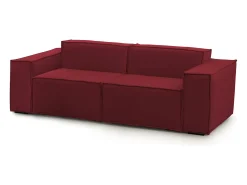 Sofá fixo Dlongh, sofá modular linear de 2 lugares, 100% Fabricado na Itália, Sofá moderno para sala em tecido, 220x95h70 cm, Vermelho