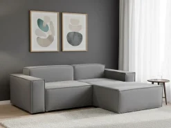 Sofá fixo Dlorenz, sofá modular de 2 lugares com península direita, 100% Fabricado na Itália, Sofá de tecido moderno, 220x170h70 cm, Cinza