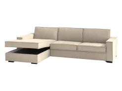 Sofá fixo Dlovis, Sofá de canto, 100% Fabricado na Itália, Sofá da sala com, Península esquerda, com braços finos, Cm 260x95h90, Bege