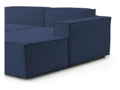 Sofá fixo Dmaiol, sofá modular de 4 lugares com península direita, 100% Fabricado na Itália, Sofá de tecido moderno, 340x170h70 cm, Azul