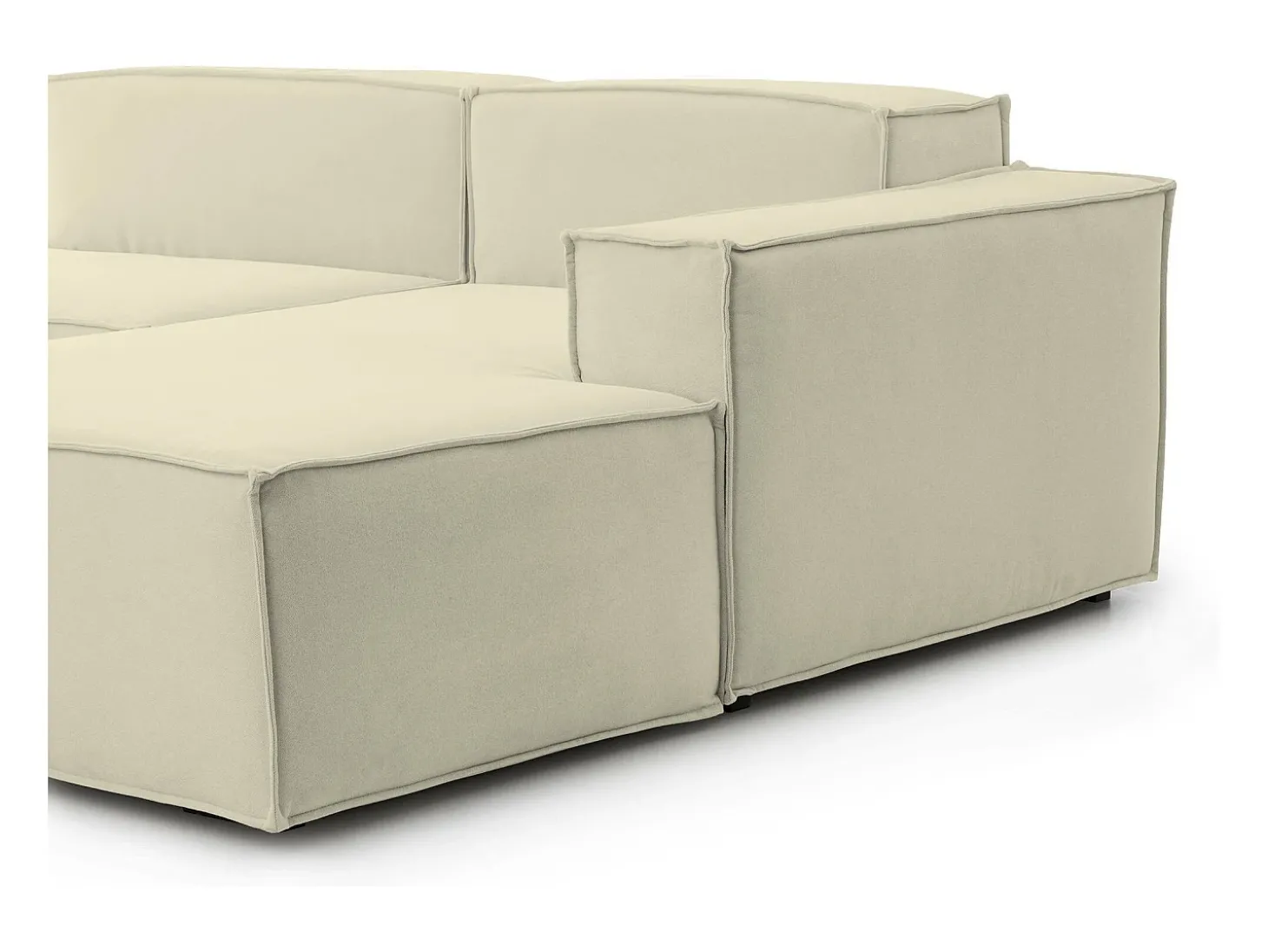 Sofá fixo Dmaiol, sofá modular de 4 lugares com península direita, 100% Fabricado na Itália, Sofá de tecido moderno, 340x170h70 cm, Bege