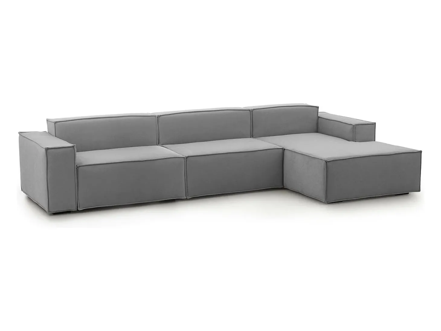 Sofá fixo Dmaiol, sofá modular de 4 lugares com península direita, 100% Fabricado na Itália, Sofá de tecido moderno, 340x170h70 cm, Cinza