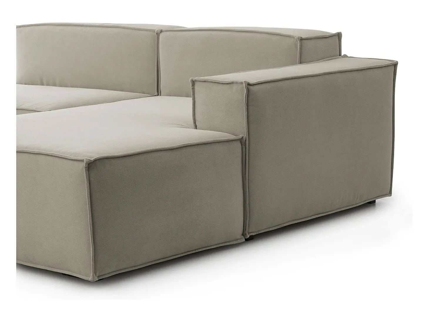 Sofá fixo Dmaiol, sofá modular de 4 lugares com península direita, 100% Fabricado na Itália, Sofá de tecido moderno, 340x170h70 cm, Taupe