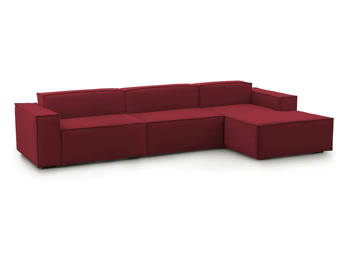 Sofá fixo Dmaiol, sofá modular de 4 lugares com península direita, 100% Fabricado na Itália, Sofá de tecido moderno, 340x170h70 cm, Vermelho