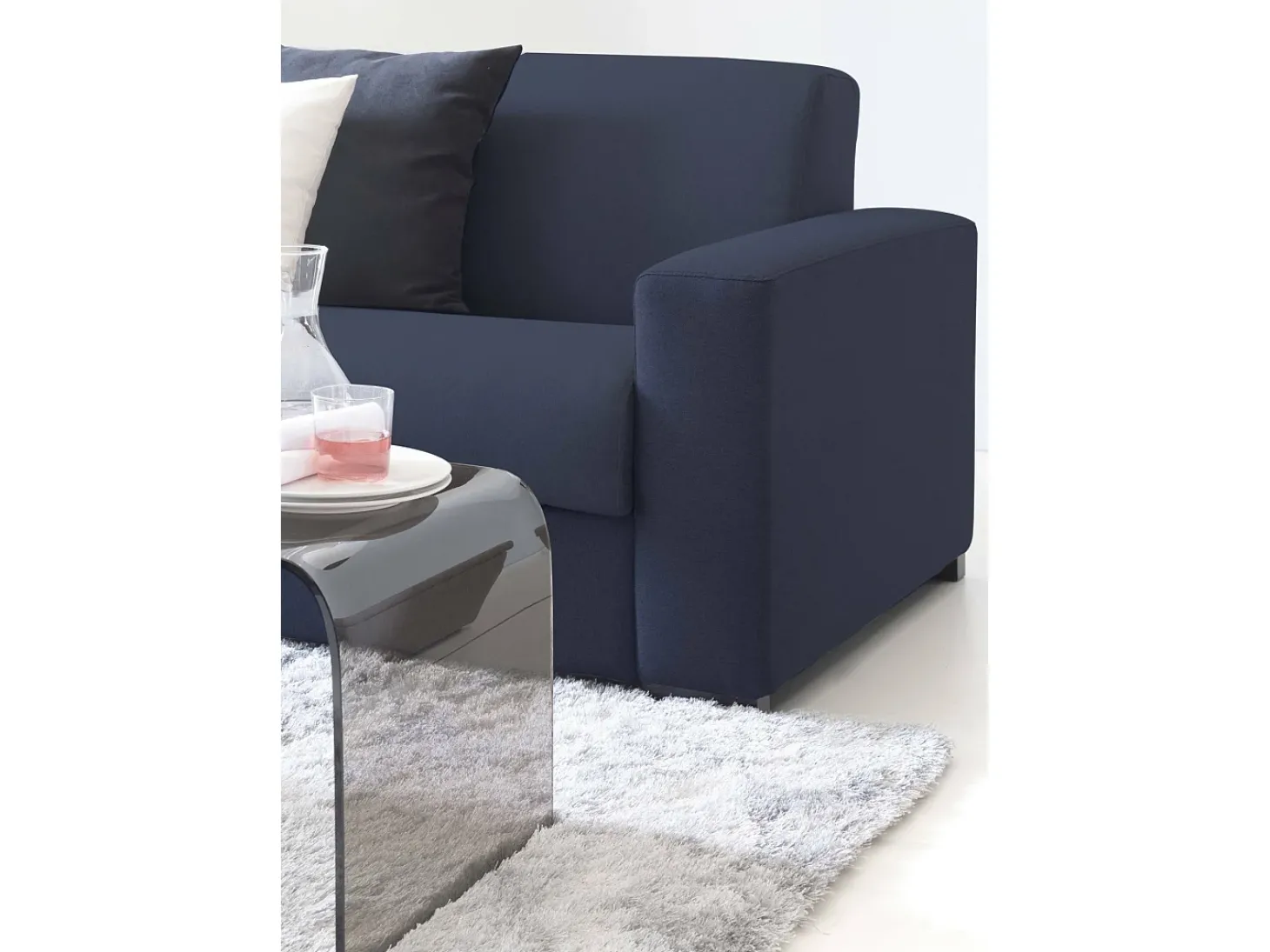 Sofá fixo Dmarchi, Sofá grande de 2 lugares, 100% Fabricado na Itália, Sofá da sala em tecido acolchoado, com braços padrão, 200x95h90 cm, Azul