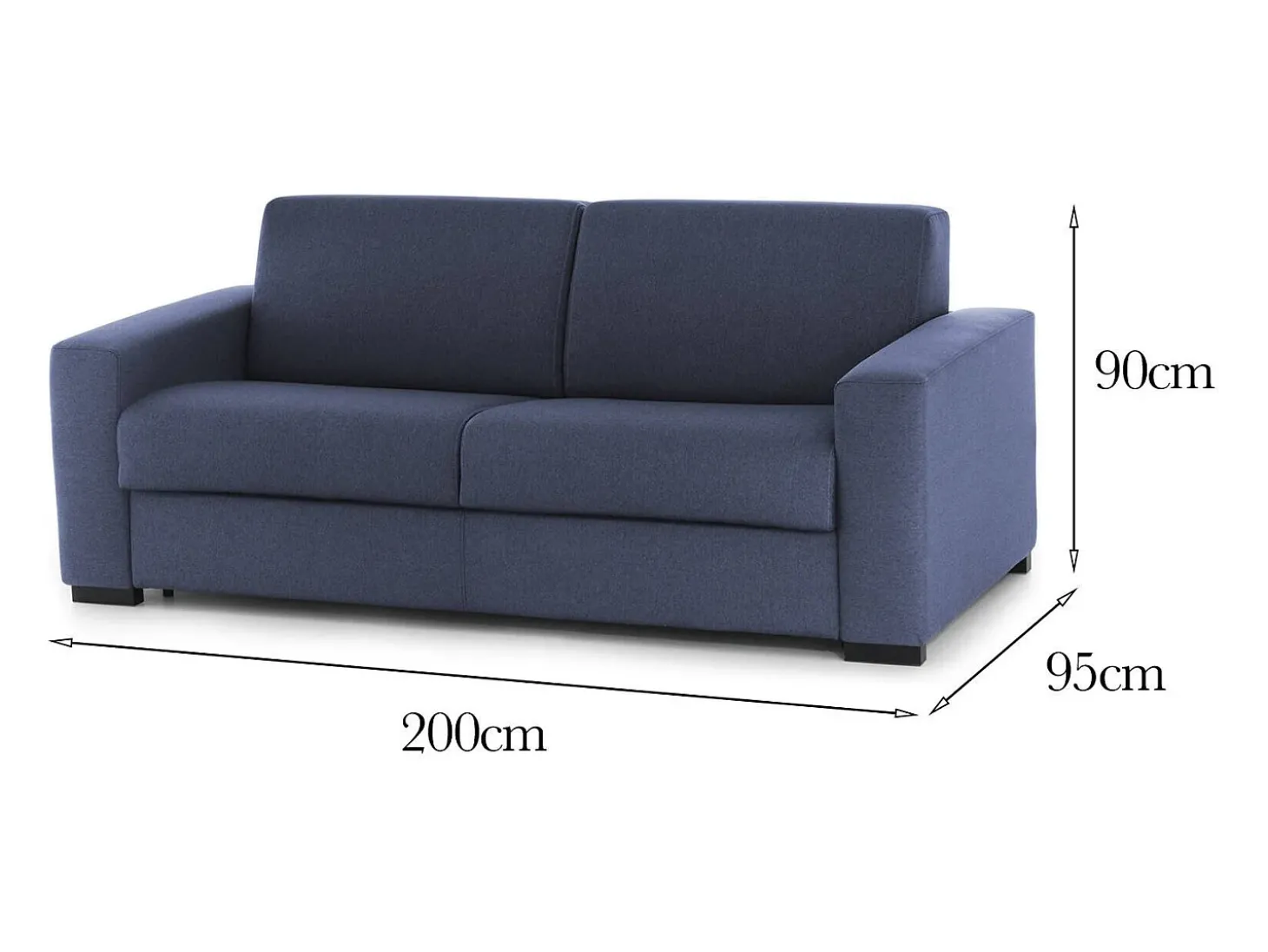 Sofá fixo Dmarchi, Sofá grande de 2 lugares, 100% Fabricado na Itália, Sofá da sala em tecido acolchoado, com braços padrão, 200x95h90 cm, Azul