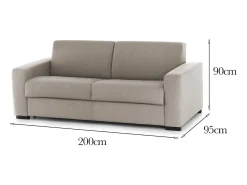 Sofá fixo Dmarchi, Sofá grande de 2 lugares, 100% Fabricado na Itália, Sofá da sala em tecido acolchoado, com braços padrão, 200x95h90 cm, Taupe