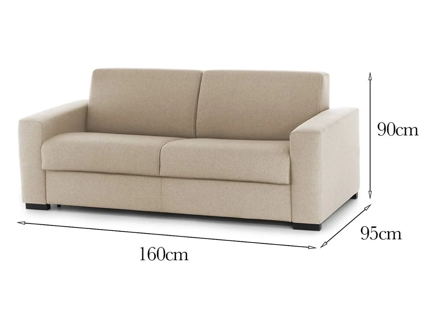 Sofá fixo Dmazzon, sofá de 2 lugares, 100% Fabricado na Itália, Sofá da sala, em tecido acolchoado, com braços finos, 160x95h90 cm, Bege
