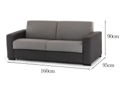 Sofá fixo Dmazzon, sofá de 2 lugares, 100% Fabricado na Itália, Sofá da sala, em tecido acolchoado, com braços finos, 160x95h90 cm, Cinza e Antracite