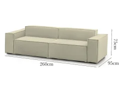 Sofá fixo Dmelucc, sofá modular linear de 3 lugares, 100% Fabricado na Itália, Sofá moderno para sala em tecido, 260x95h70 cm, Bege