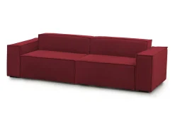 Sofá fixo Dmelucc, sofá modular linear de 3 lugares, 100% Fabricado na Itália, Sofá moderno para sala em tecido, 260x95h70 cm, Vermelho