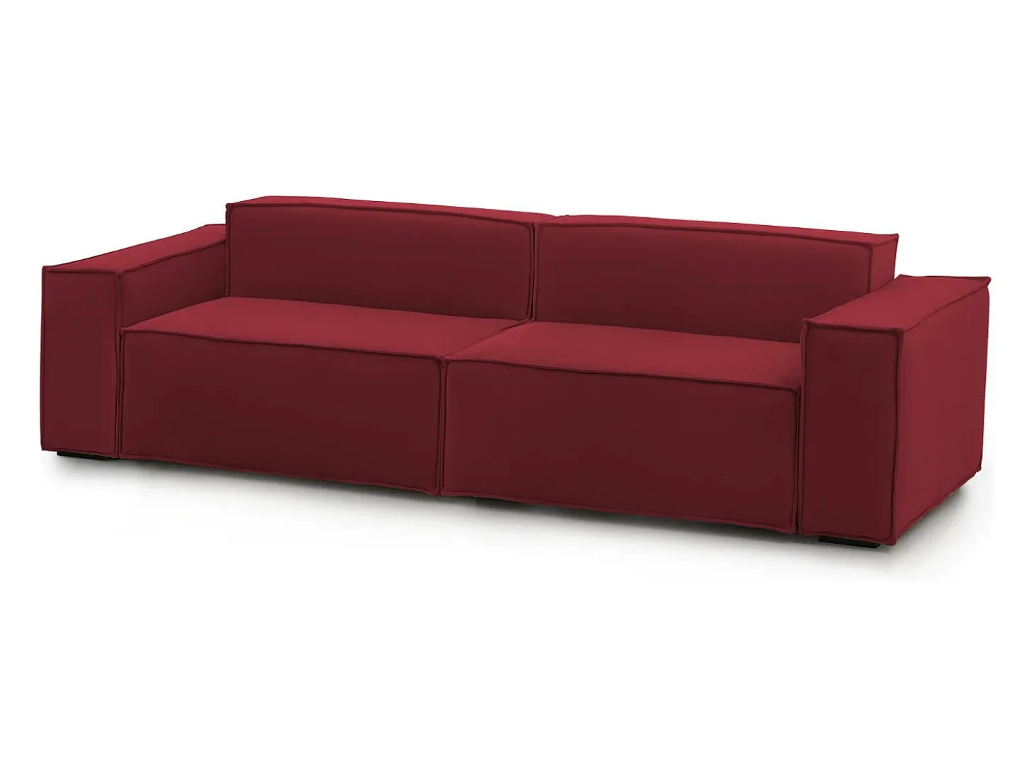 Sofá fixo Dmelucc, sofá modular linear de 3 lugares, 100% Fabricado na Itália, Sofá moderno para sala em tecido, 260x95h70 cm, Vermelho