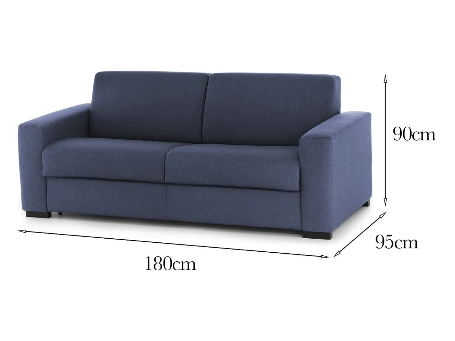 Sofá fixo Dpalett, sofá de 2 lugares, 100% Fabricado na Itália, Sofá da sala em tecido acolchoado, com braços padrão, 180x95h90 cm, Azul