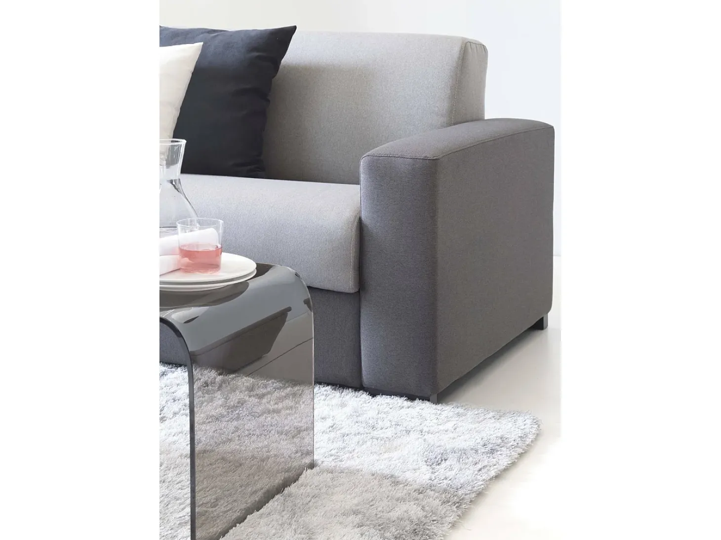 Sofá fixo Dpalett, sofá de 2 lugares, 100% Fabricado na Itália, Sofá da sala em tecido acolchoado, com braços padrão, 180x95h90 cm, Cinza e Antracite