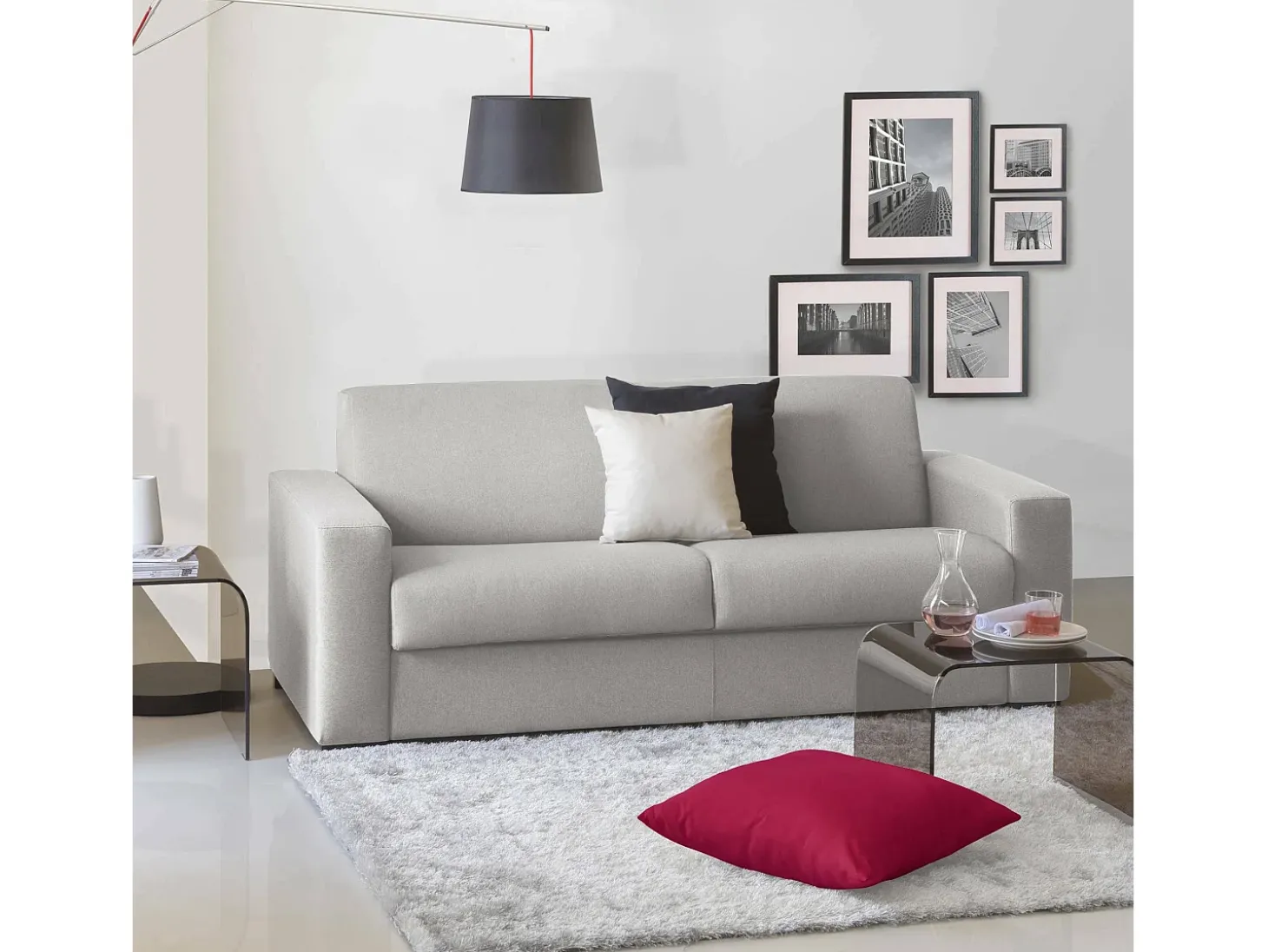 Sofá fixo Dpalett, sofá de 2 lugares, 100% Fabricado na Itália, Sofá da sala em tecido acolchoado, com braços padrão, 180x95h90 cm, Cinza