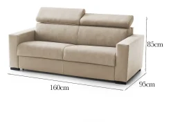 Sofá fixo Dpanad, ofá de 2 lugare, 100% Fabricado na Itália, Sofá da ala, em tecido acolchoado, com apoio de cabeça ajutávei â€<â€<e braço fino, 160x95h85 cm, Bege