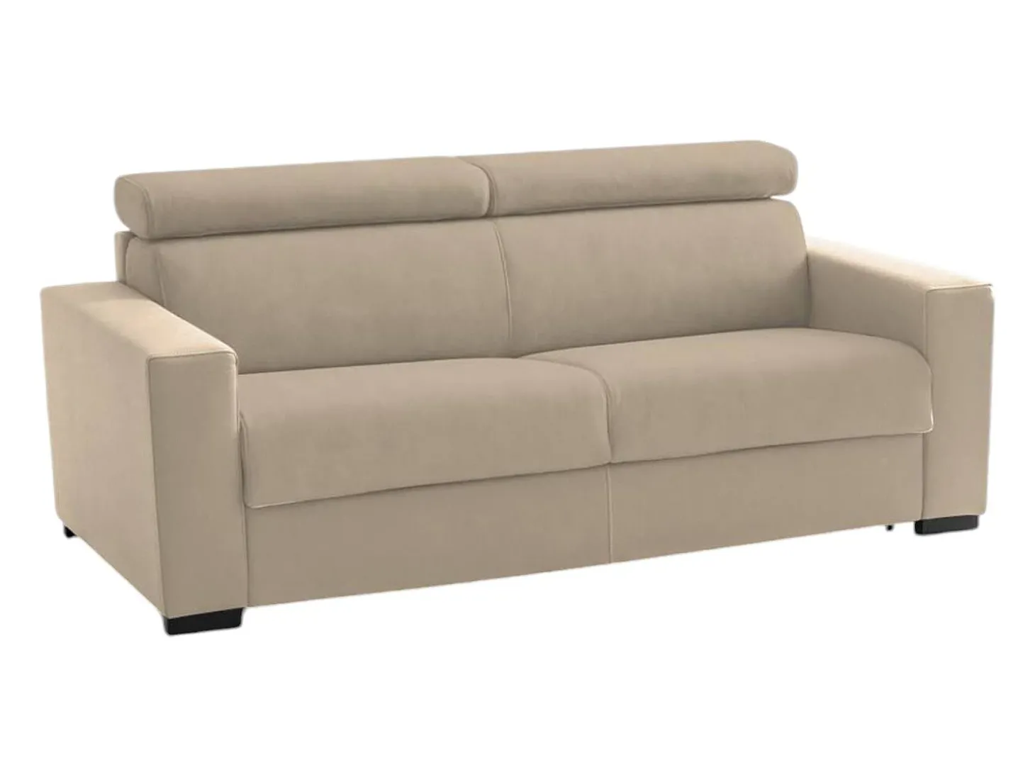 Sofá fixo Dpanad, ofá de 2 lugare, 100% Fabricado na Itália, Sofá da ala, em tecido acolchoado, com apoio de cabeça ajutávei â€<â€<e braço fino, 160x95h85 cm, Bege