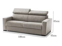 Sofá fixo Dpanad, ofá de 2 lugare, 100% Fabricado na Itália, Sofá da ala, em tecido acolchoado, com apoio de cabeça ajutávei â€<â€<e braço fino, Cm 180x95h85, Taupe