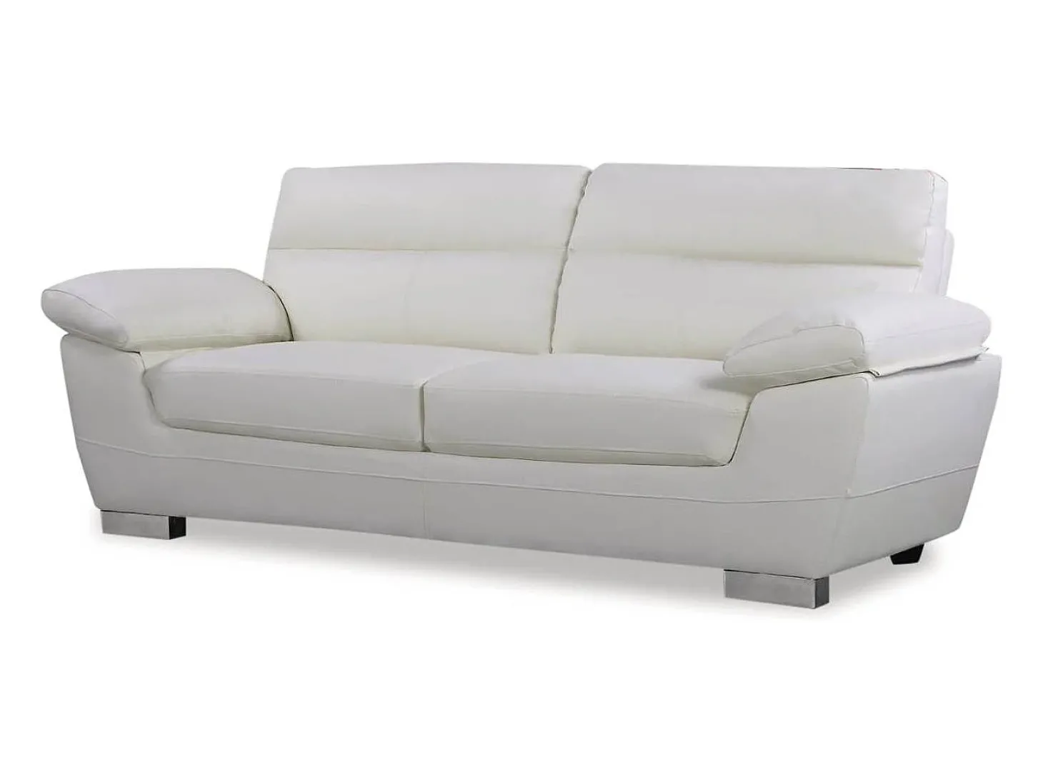 Sofá fixo em couro colado e PVC "Dallas" - 210 X 88 X 90 cm - 3 lugares - Branco