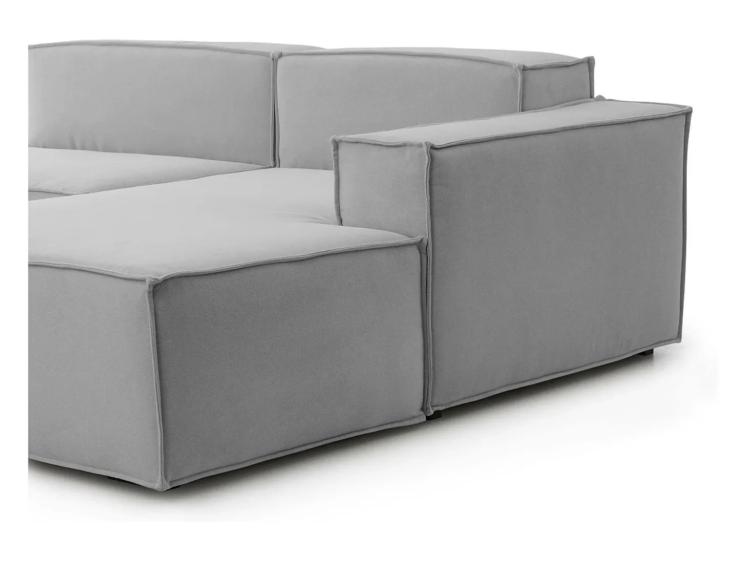 Sofá fixo Giovanna, sofá modular de 3 lugares com península direita, 100% Made in Italy, Sofá de tecido moderno, 300x170h70 cm, Cinza
