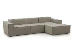 Sofá fixo Giovanna, sofá modular de 3 lugares com península direita, 100% Made in Italy, Sofá de tecido moderno, 300x170h70 cm, Taupe