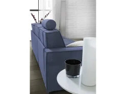 Sofá fixo Grazia, Sofá de canto, 100% Fabricado na Itália, Sofá da sala com, Península contêiner esquerda, com braços padrão, 280x95h90 cm, Azul