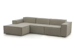 Sofá fixo Jessica, sofá modular de 3 lugares com península esquerda, 100% Fabricado na Itália, Sofá de tecido moderno, 300x170h70 cm, Taupe