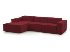 Sofá fixo Jessica, sofá modular de 3 lugares com península esquerda, 100% Fabricado na Itália, Sofá de tecido moderno, 300x170h70 cm, Vermelho
